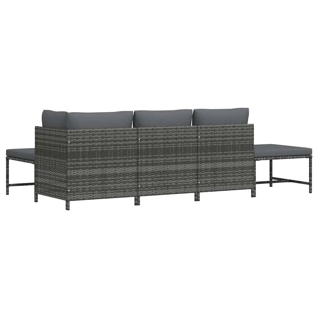 Garden Sofa Set Powder-coated Steel 5 Piece Grey Weather-resistant PE Rattan