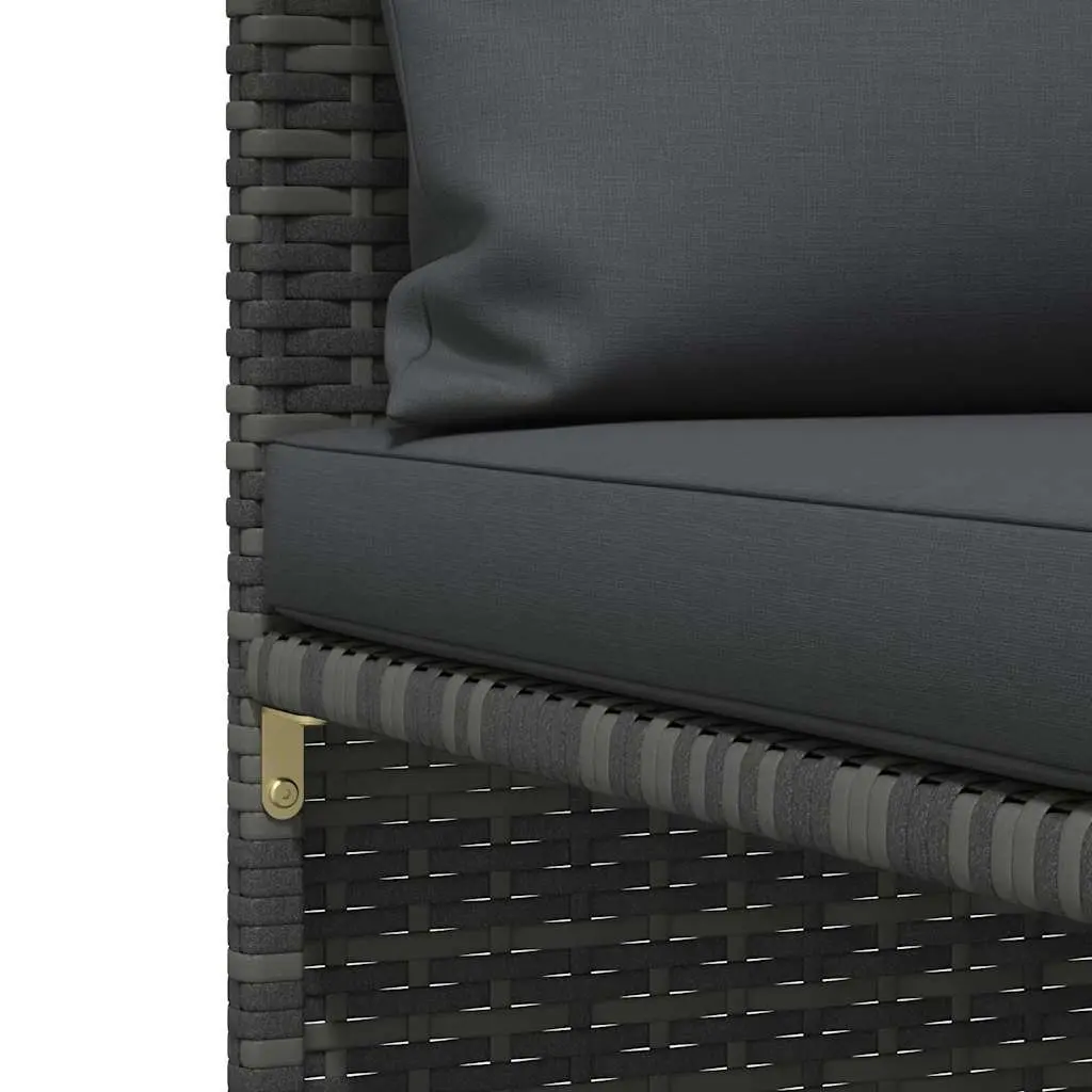 Garden Sofa Set Powder-coated Steel 5 Piece Grey Weather-resistant PE Rattan