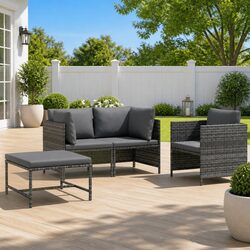 Durable 4-Piece Outdoor Sectional Sofa Set in Grey