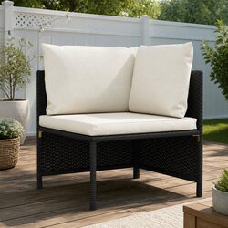 Durable Outdoor Sectional Corner Sofa in Black PE Rattan