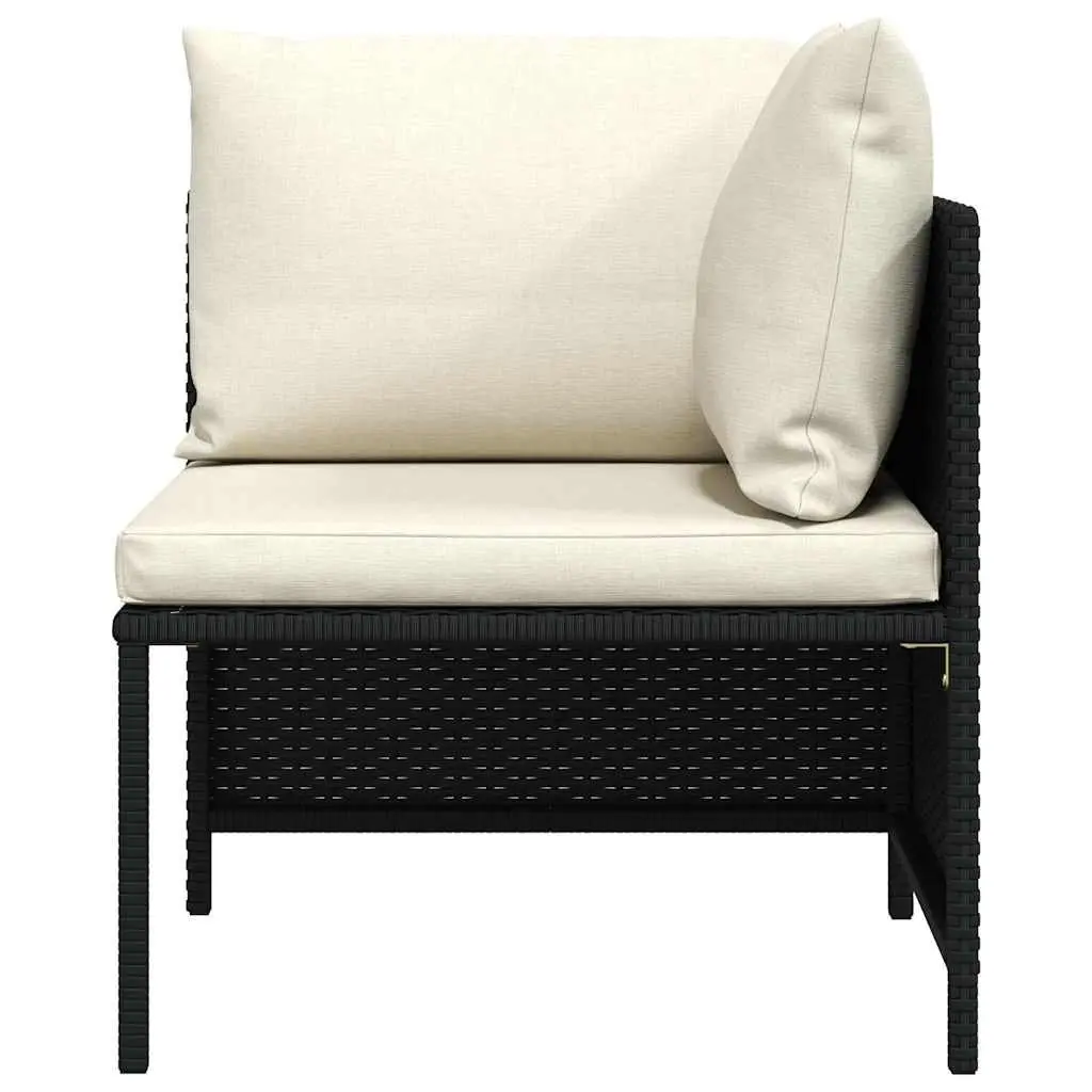 Sectional Corner Sofa PE Rattan Black with Cushions