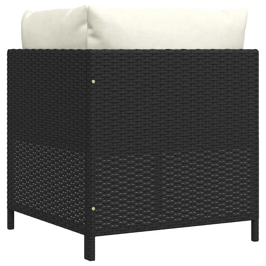 Sectional Corner Sofa PE Rattan Black with Cushions