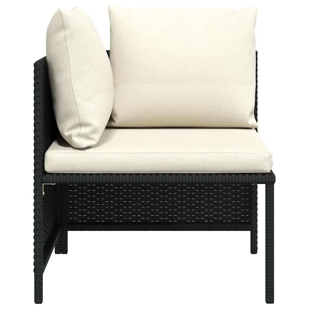 Sectional Corner Sofa PE Rattan Black with Cushions