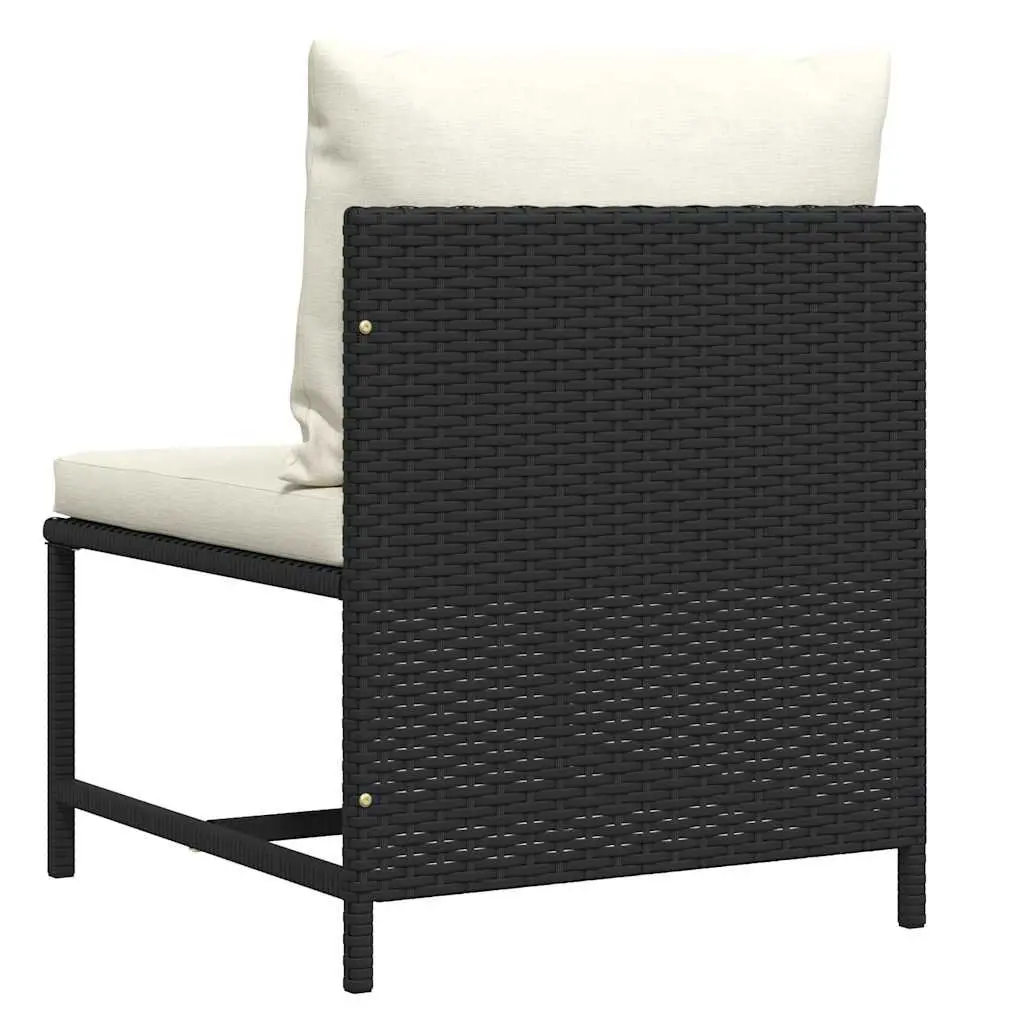Black Poly Rattan Sectional Middle Sofa for Outdoors