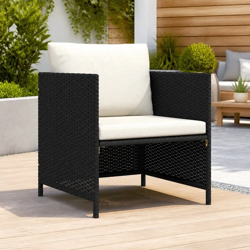 Modular Lounge Sectional Outdoor Sofa with Cushions in Black