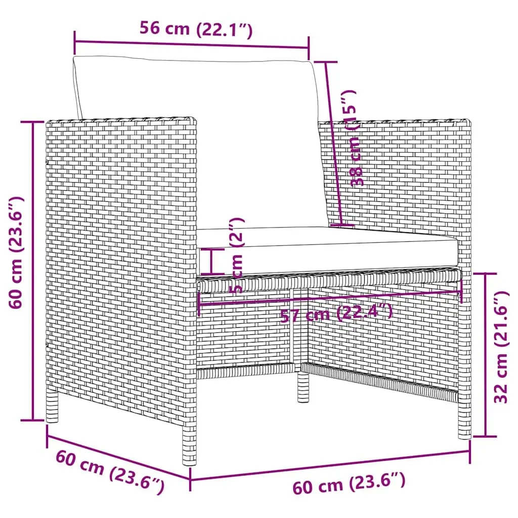 Modular Lounge Sectional Outdoor Sofa with Cushions in Black