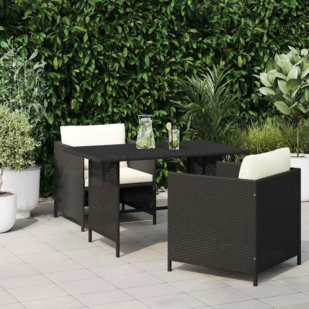 Black Poly Rattan Outdoor Dining Table 110x70x65cm