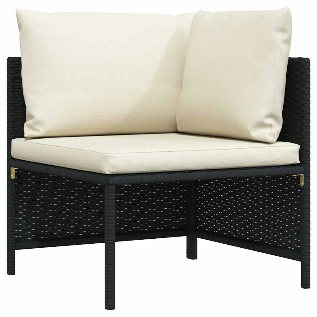 3-Seater Garden Sofa Poly Rattan Black with Cushions
