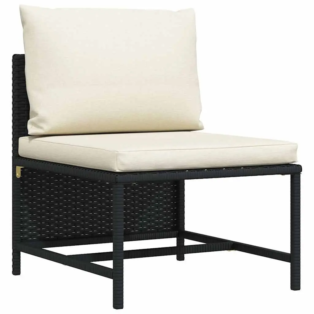 3-Seater Garden Sofa Poly Rattan Black with Cushions