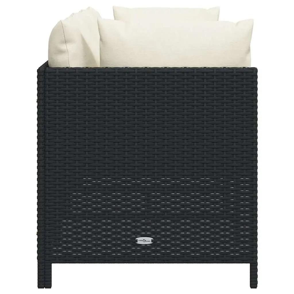 3-Seater Garden Sofa Poly Rattan Black with Cushions