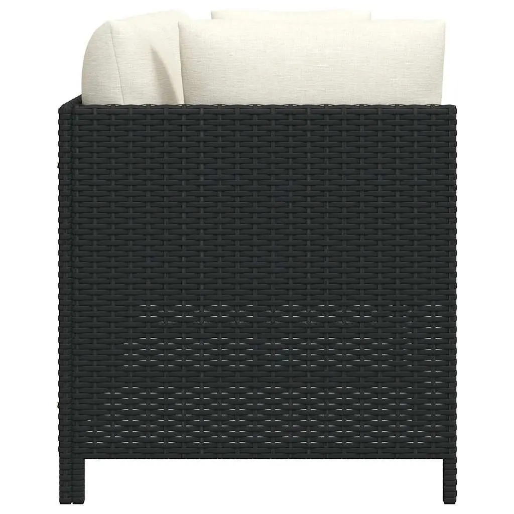 4-Seater Garden Sofa PE Rattan Powder-Coated Steel Black