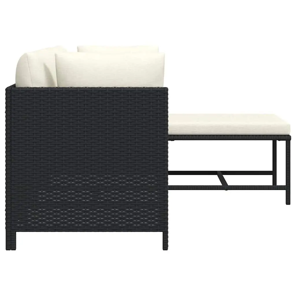 Black Poly Rattan 4-Piece Outdoor Sectional Sofa Set