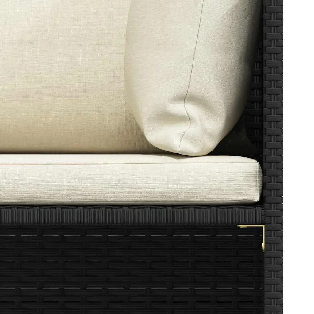 Black Poly Rattan 4-Piece Outdoor Sectional Sofa Set