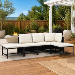 Premium 5-Piece Outdoor Sectional Sofa Set in Black