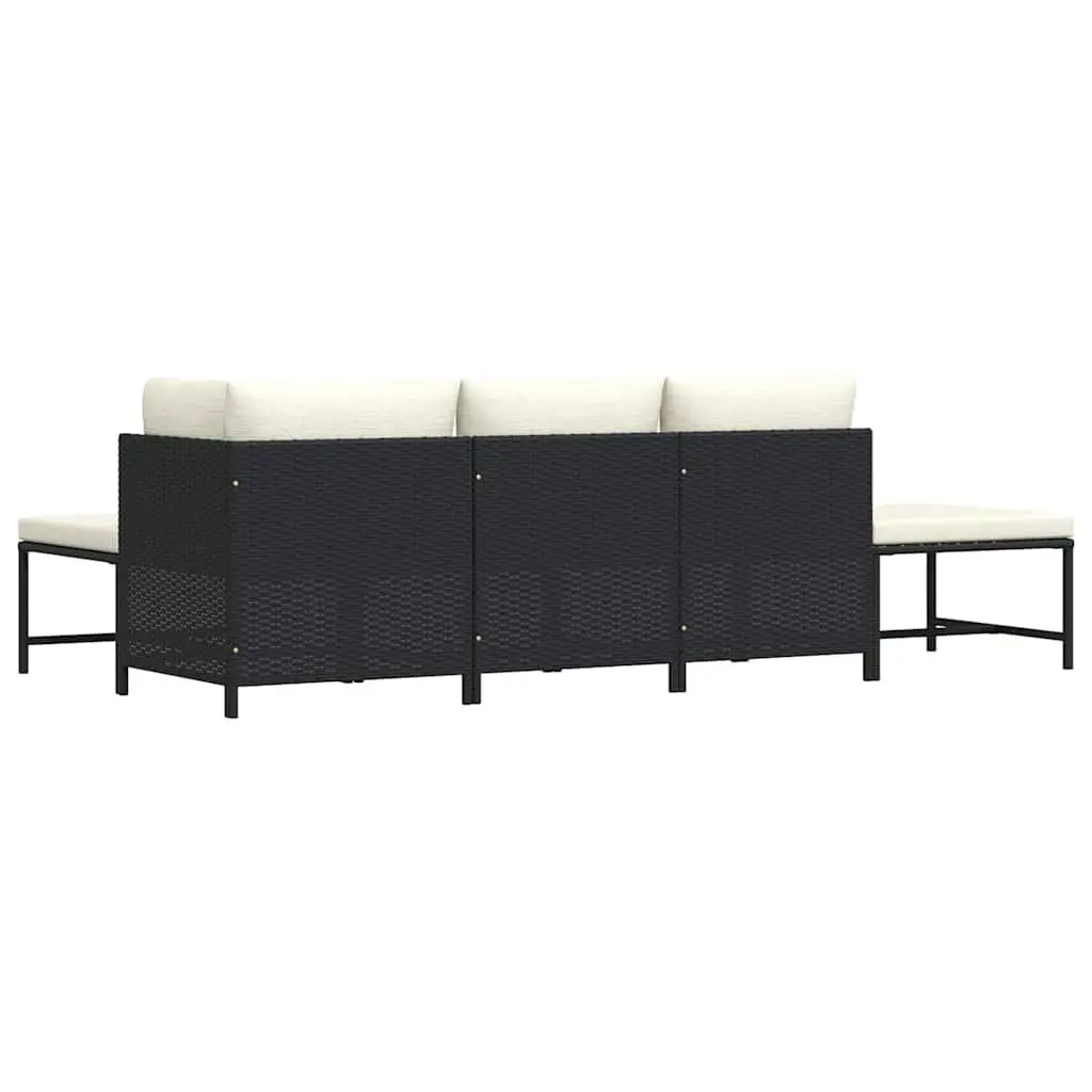 Outdoor Sectional Sofa Set PE Rattan Powder Coated Steel 5 Piece Black