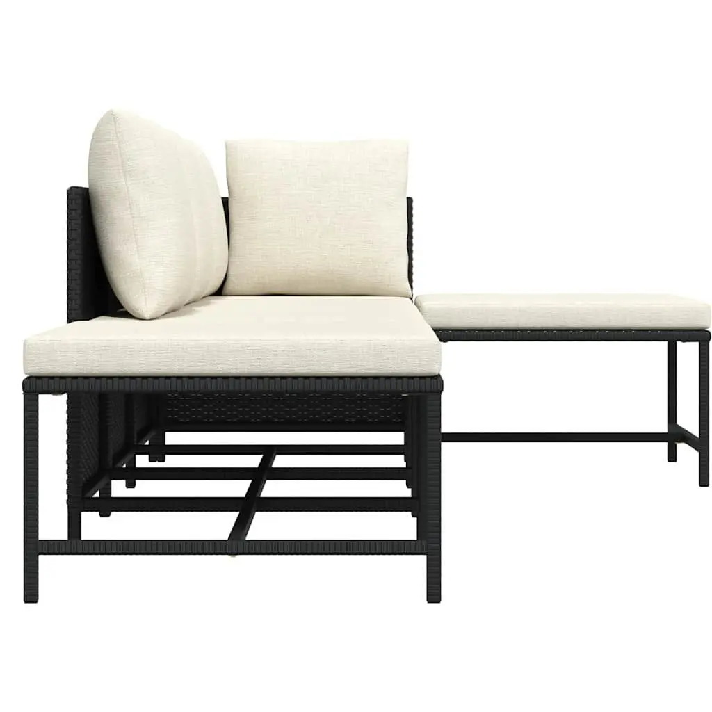 Outdoor Sectional Sofa Set PE Rattan Powder Coated Steel 5 Piece Black