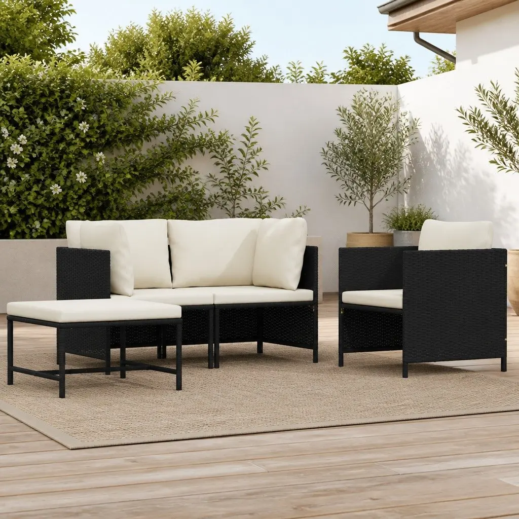 4-Piece Outdoor Sectional Sofa Set in Black