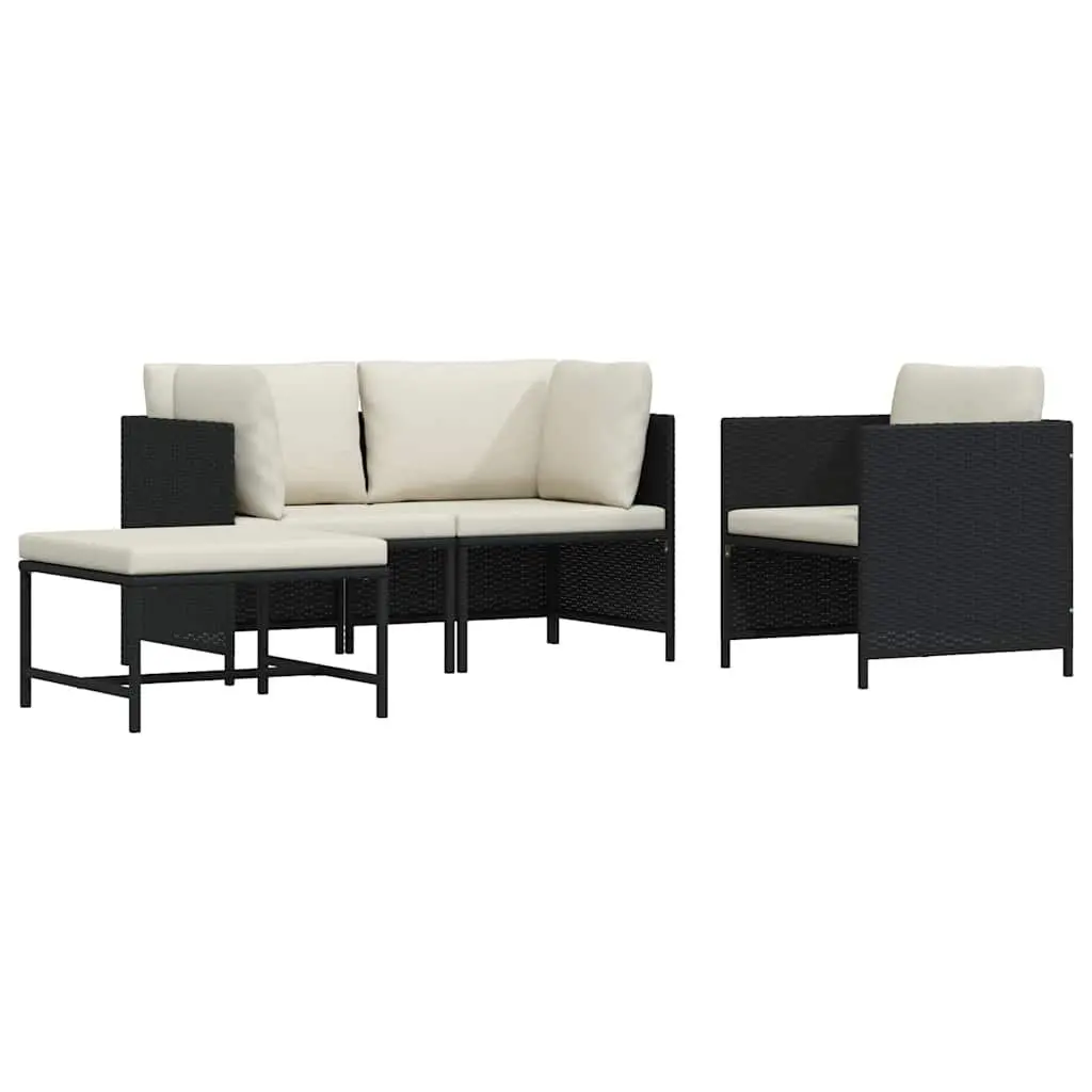 4-Piece Outdoor Sectional Sofa Set in Black