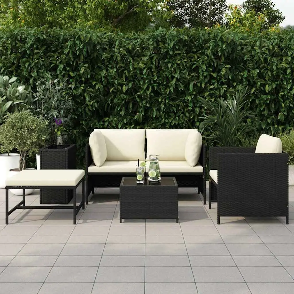 4-Piece Outdoor Sectional Sofa Set in Black