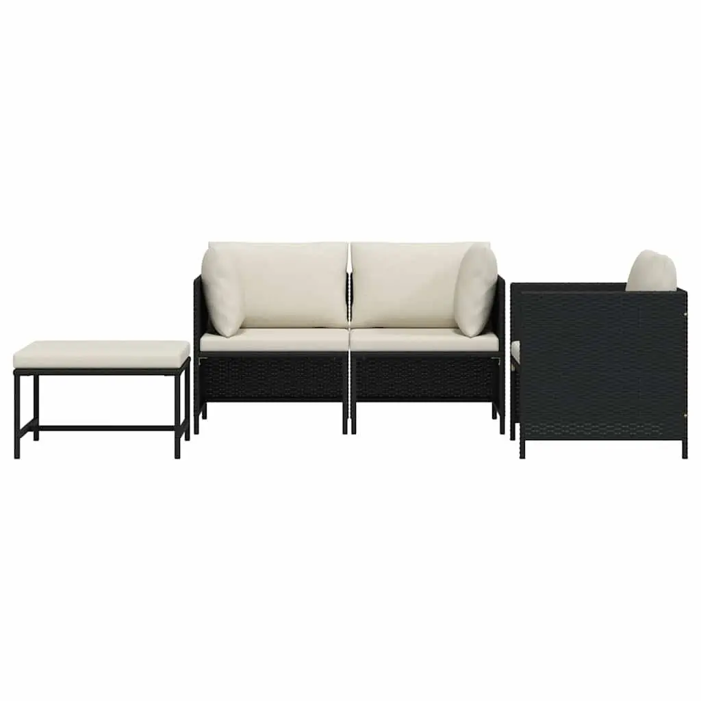 4-Piece Outdoor Sectional Sofa Set in Black