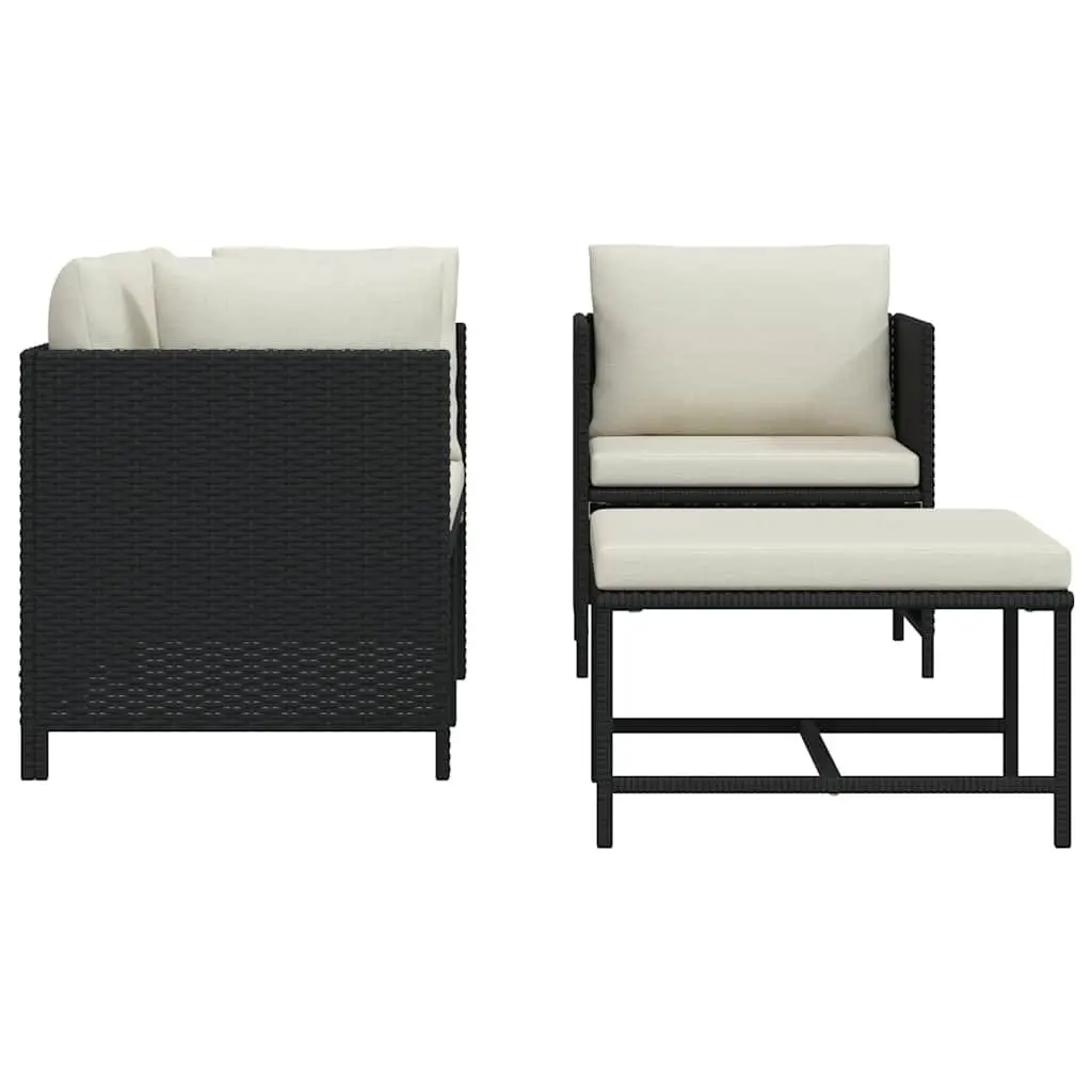 4-Piece Outdoor Sectional Sofa Set in Black