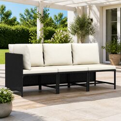 Durable Black Poly Rattan Outdoor Garden Sofa Set