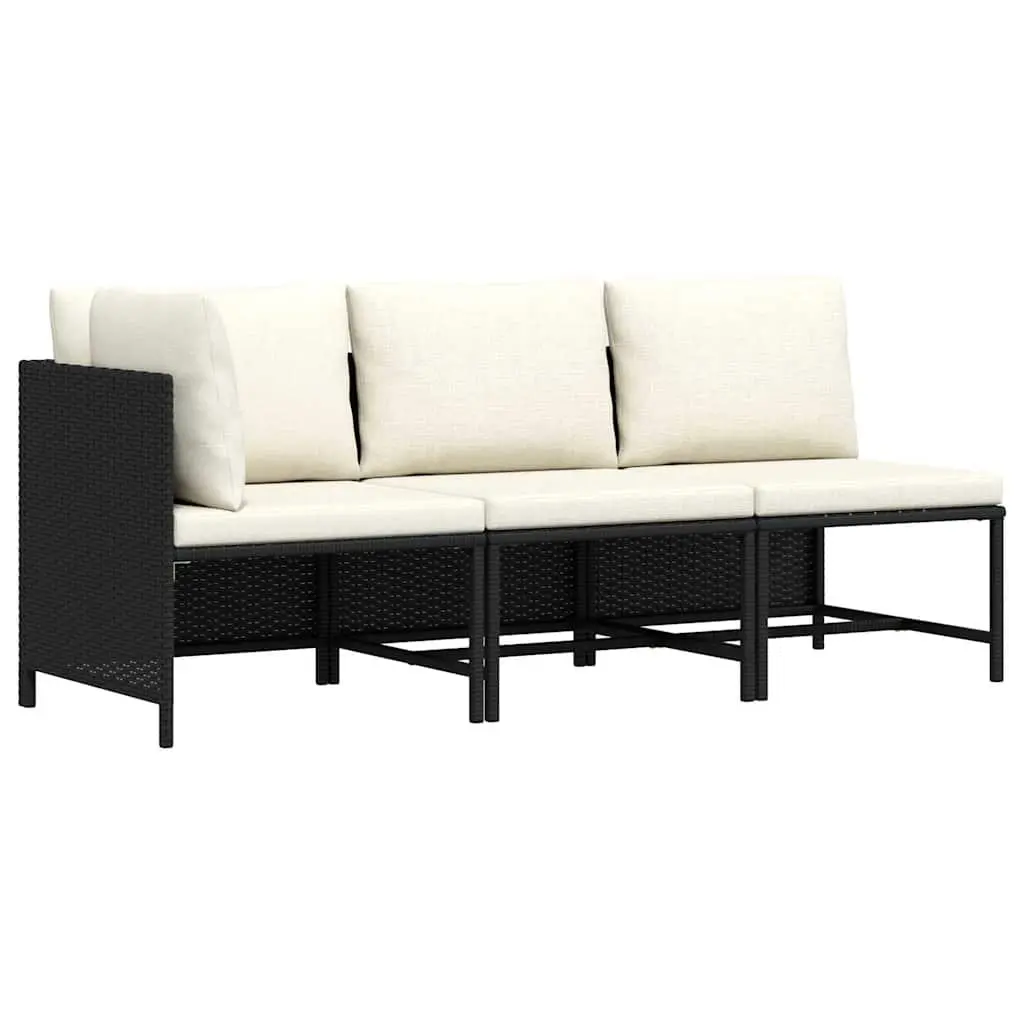 Black Poly Rattan Outdoor Garden Sofa Set