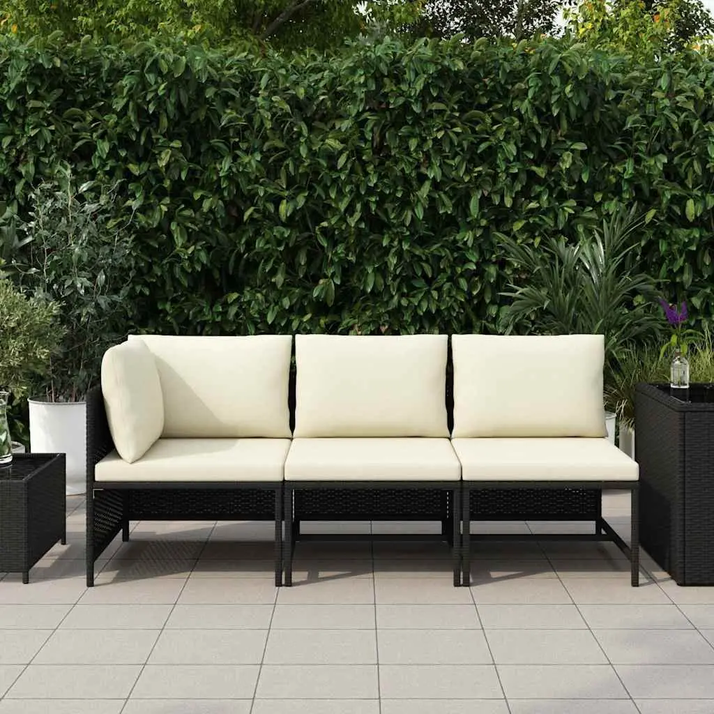 Black Poly Rattan Outdoor Garden Sofa Set