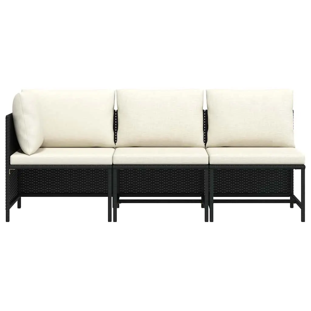 Black Poly Rattan Outdoor Garden Sofa Set