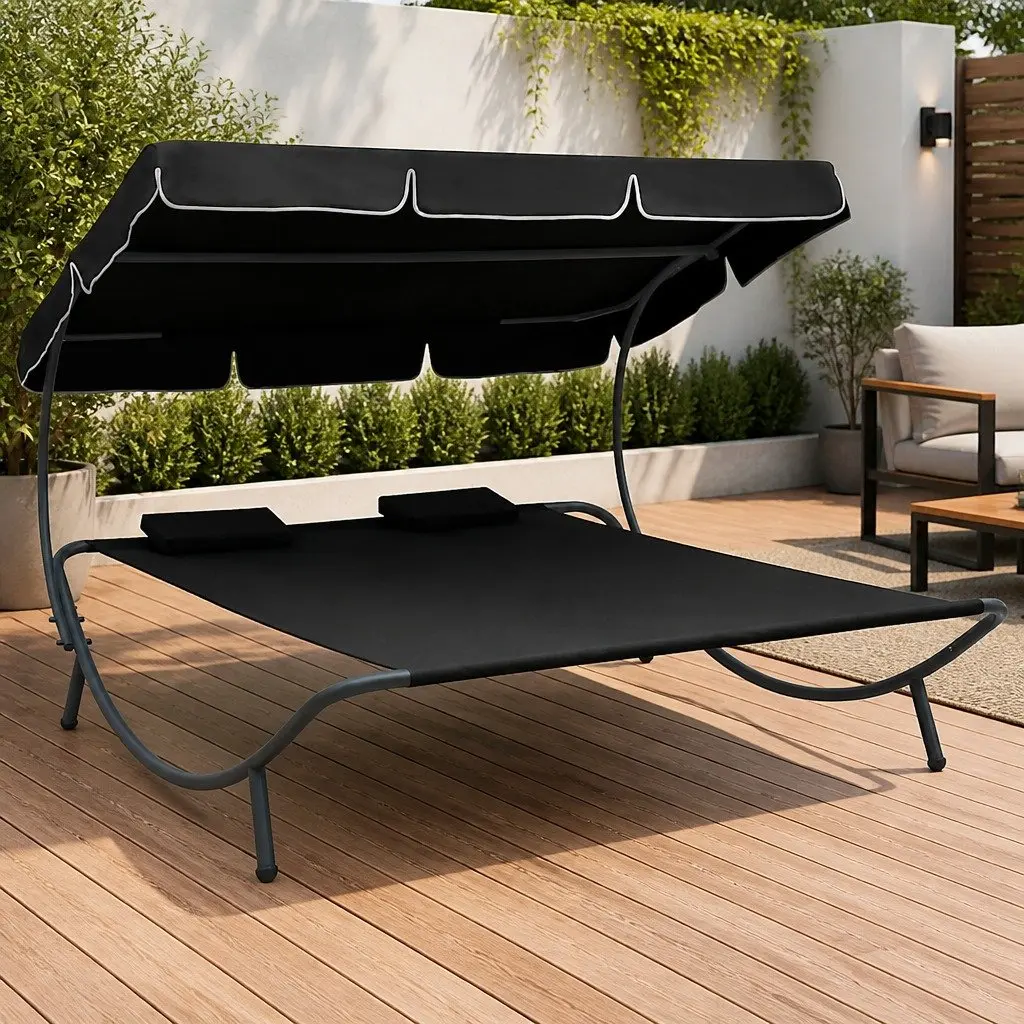 Double Canopy Lounge Bed for Outdoors