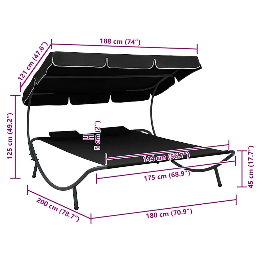 Double Canopy Lounge Bed for Outdoors