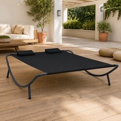 Premium Outdoor Lounge Bed in Black with Cushions for Your Patio