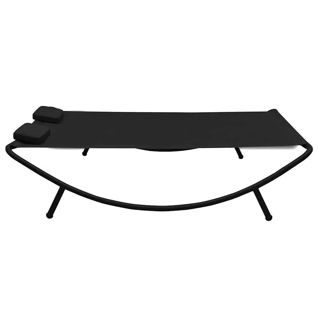 Outdoor Lounge Bed Powder-coated Steel Weather-resistant Oxford Fabric Black