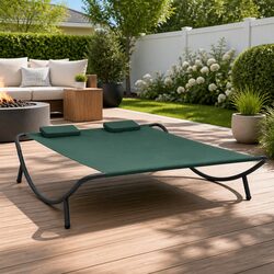 Durable Green Outdoor Lounge Bed with Comfortable Pillows