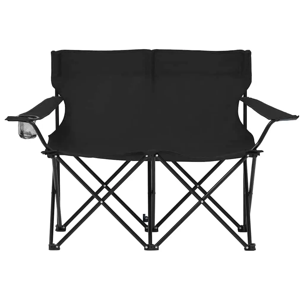 2-Seater Foldable Camping Chair in Black