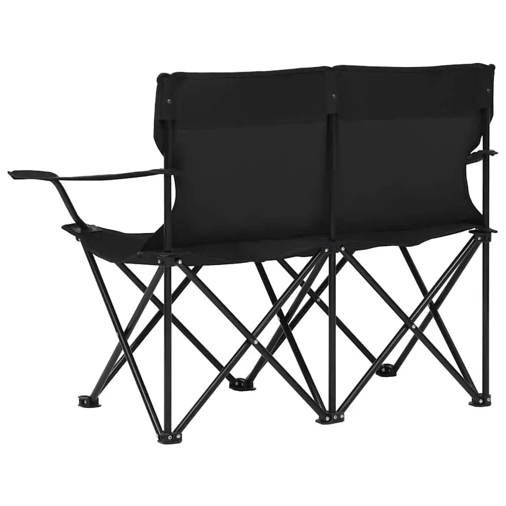2-Seater Foldable Camping Chair in Black
