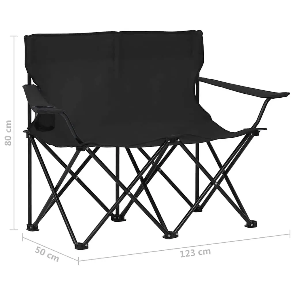 2-Seater Foldable Camping Chair in Black