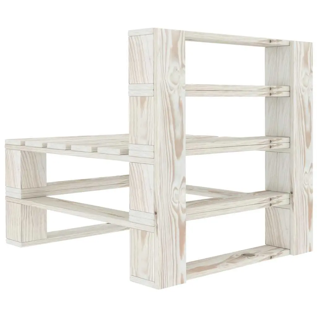 Garden Pallet Middle Sofa Wood White Outdoor Patio Modular Sofa Section Seat