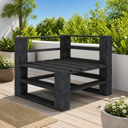 Sturdy Grey Wood Garden Pallet Corner Sofa for Outdoors