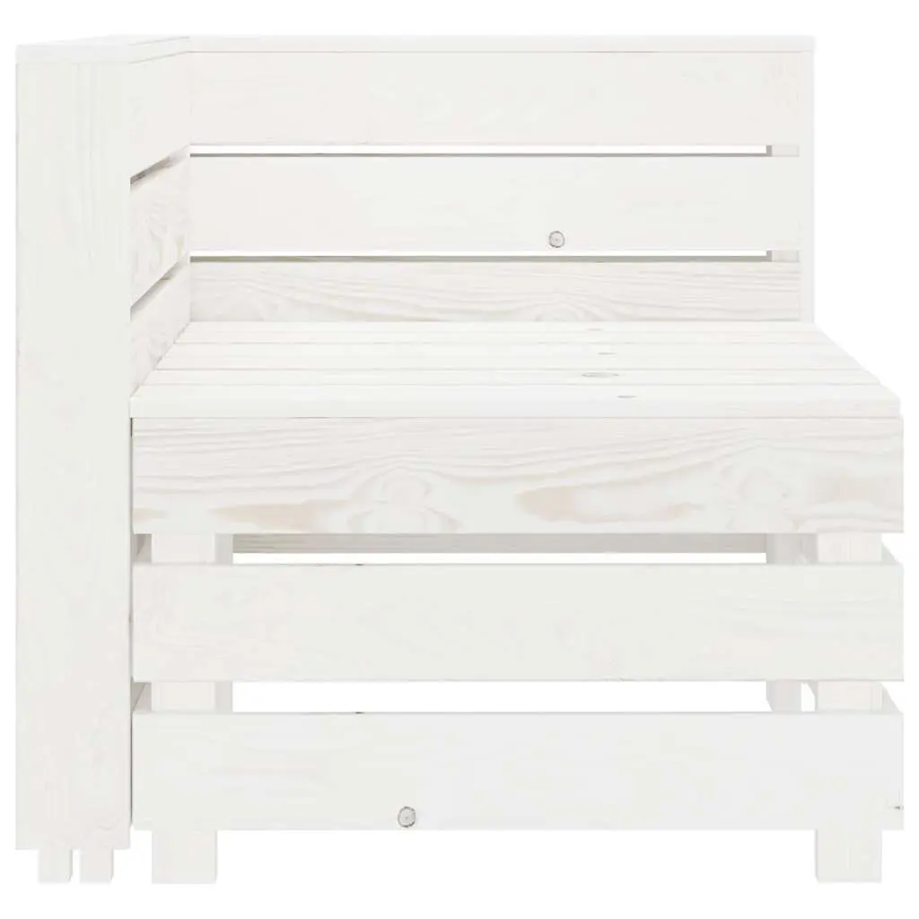 Garden Pallet Corner Sofa Pinewood White Outdoor Patio Rustic