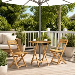 Premium Folding Garden Table 70cm - Solid Acacia Wood