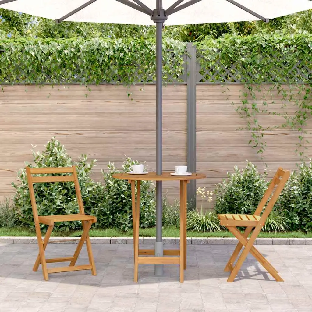 Folding Garden Table 70cm Outdoor Patio Dining Furniture Brown Wooden Slatted