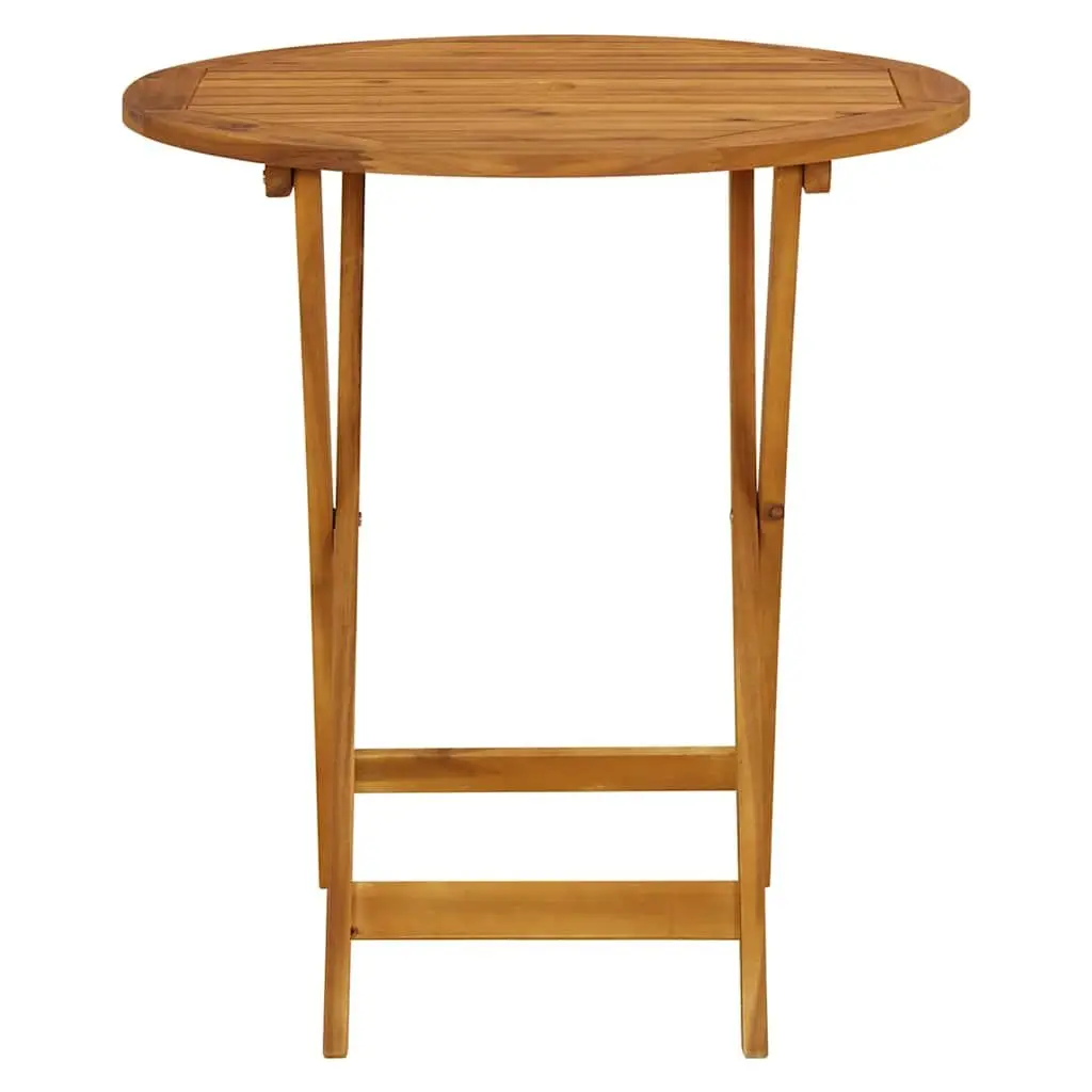 Folding Garden Table 70cm Outdoor Patio Dining Furniture Brown Wooden Slatted