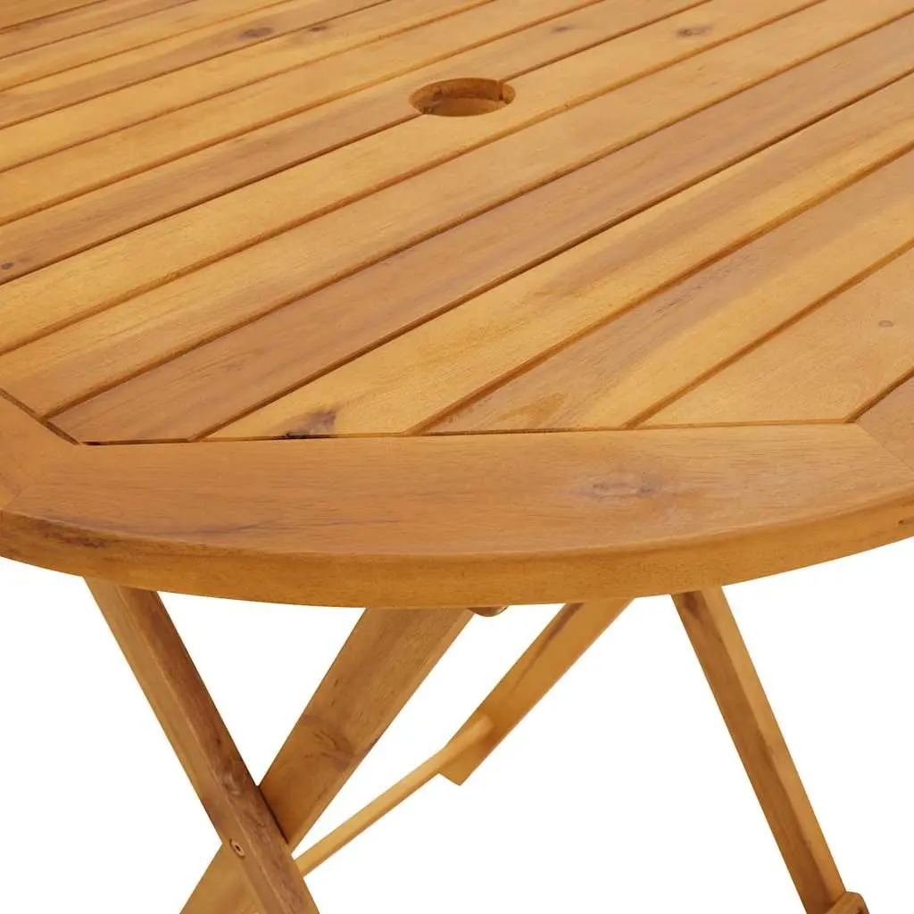 Folding Garden Table 70cm Outdoor Patio Dining Furniture Brown Wooden Slatted