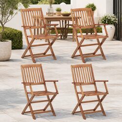 Brown Folding Chairs Set for Outdoor Dining 4 pcs