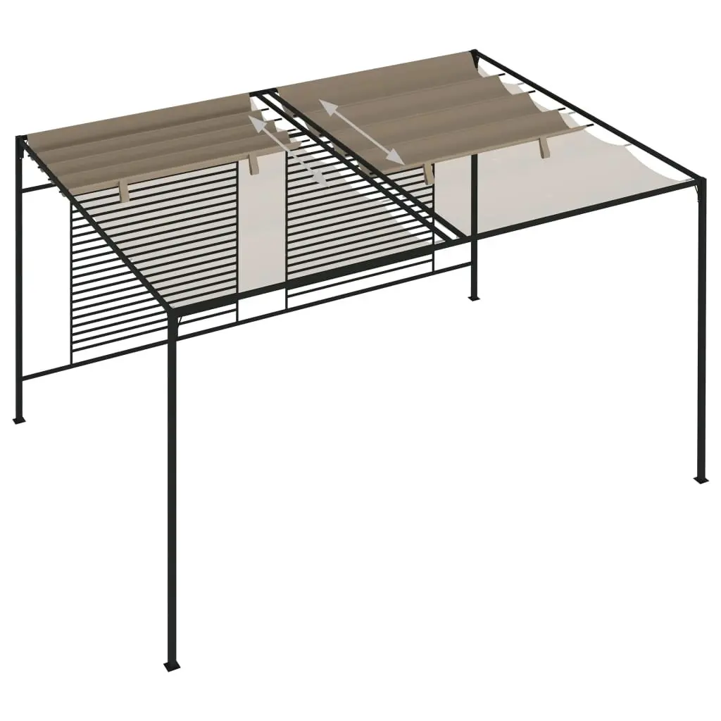 Taupe Outdoor Gazebo Canopy with Retractable Roof 3x4m