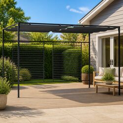 Durable 4x3m Anthracite Gazebo with Retractable Roof
