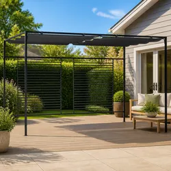 Durable 4x3m Anthracite Gazebo with Retractable Roof