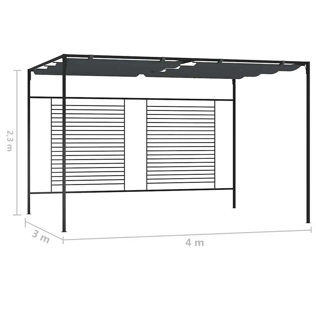 4x3m Anthracite Gazebo with Retractable Roof