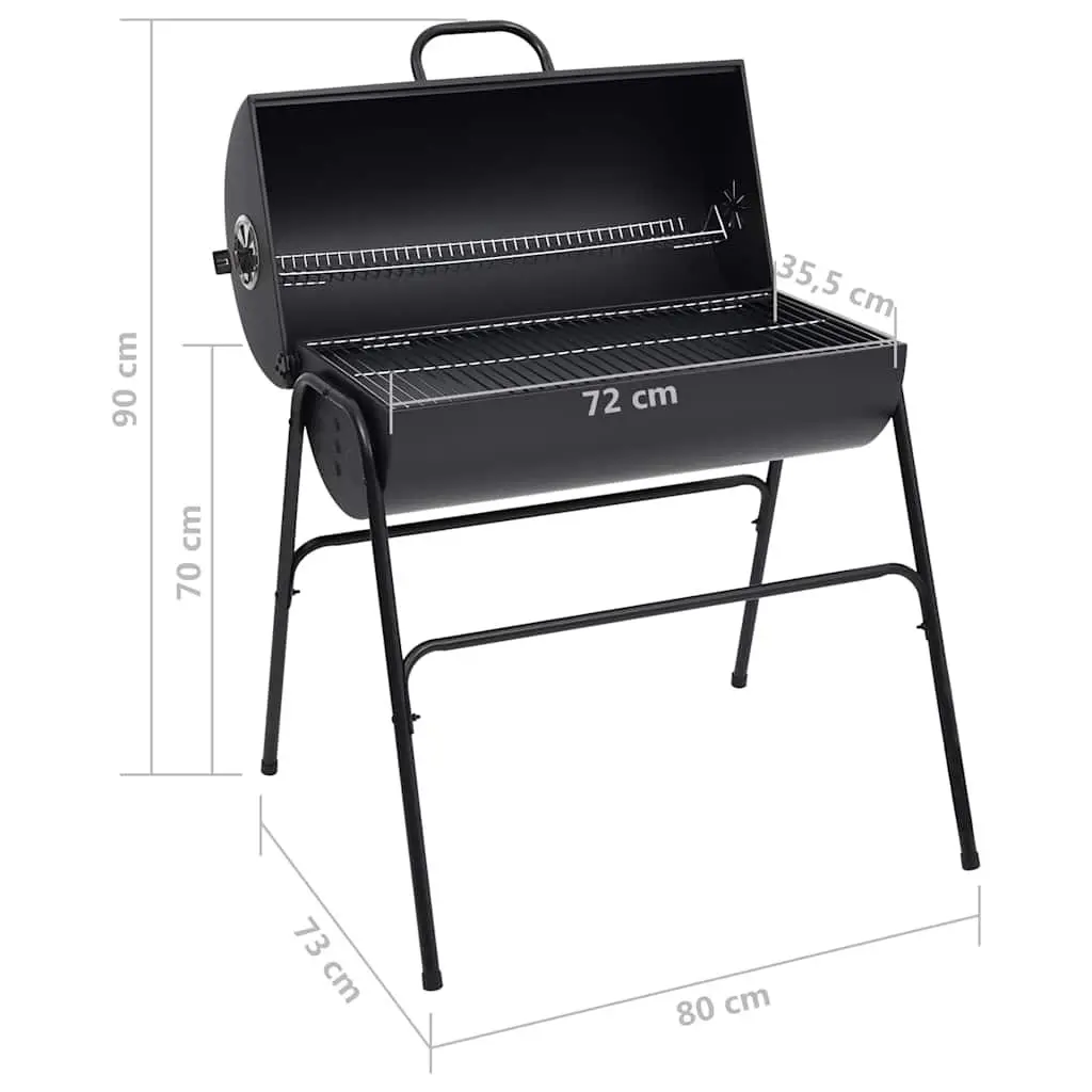 Barrel Grill BBQ Charcoal Steel 80 x 95 x 90 cm Black